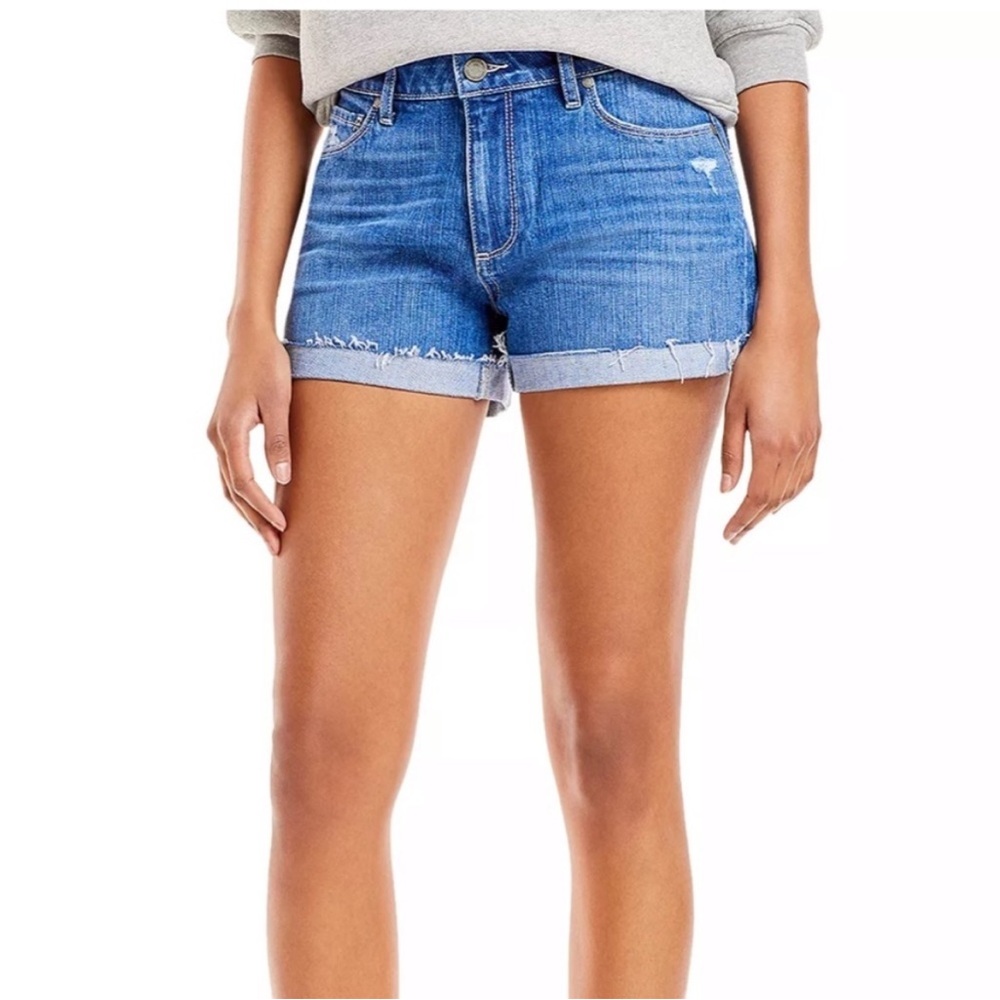 Paige Distressed Denim Shorts - Picture 1 of 10